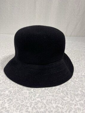 Vtg Kangol Bucket Hat UK Black Wool Angora 90s Hip Hop Streetwear Sz Regular